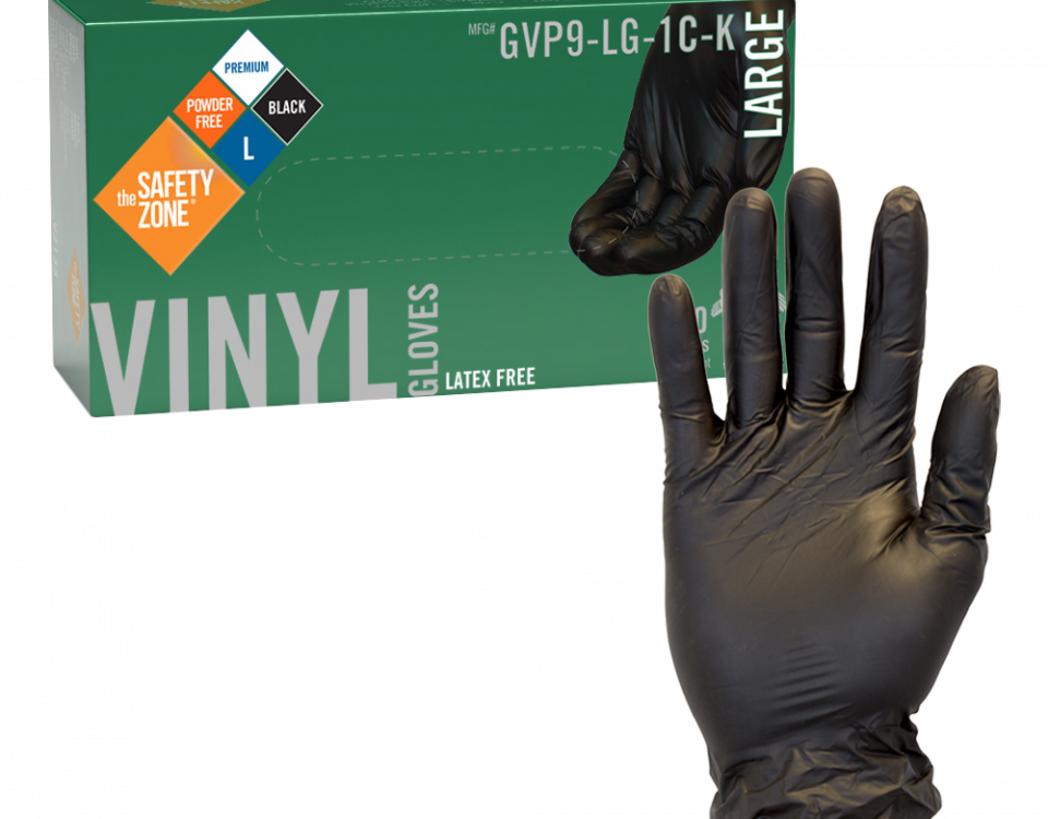 Powder-Free Black Vinyl Gloves - GVP9-LG-1C-K