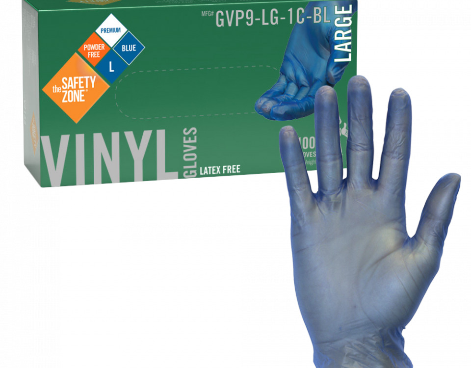 Powder-Free Blue Vinyl Gloves - GVP9-LG-1C-BL
