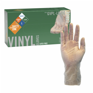 12" Powder Free Clear Vinyl Gloves - GVPL-LG-1C