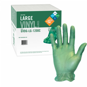 Powdered Green Vinyl Gloves - GVDG-LG-1200C - Premium Weight