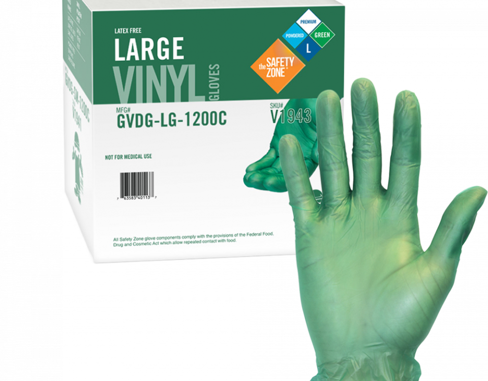 Powdered Green Vinyl Gloves - GVDG-LG-1200C - Premium Weight