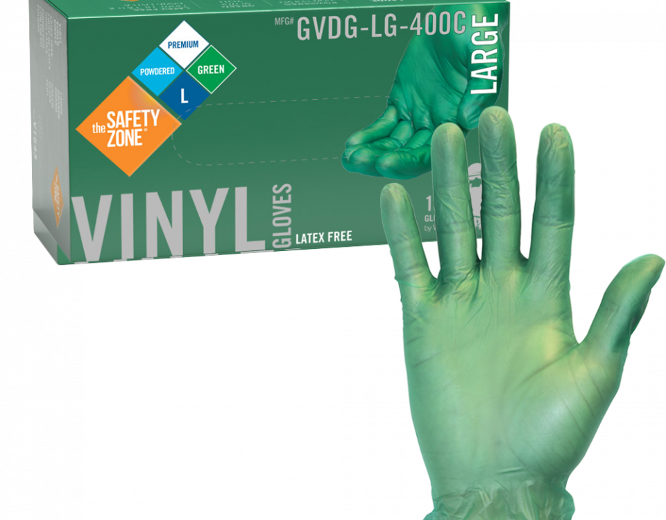 Powdered Green Vinyl Gloves - GVDG-LG-400C - Premium Weight