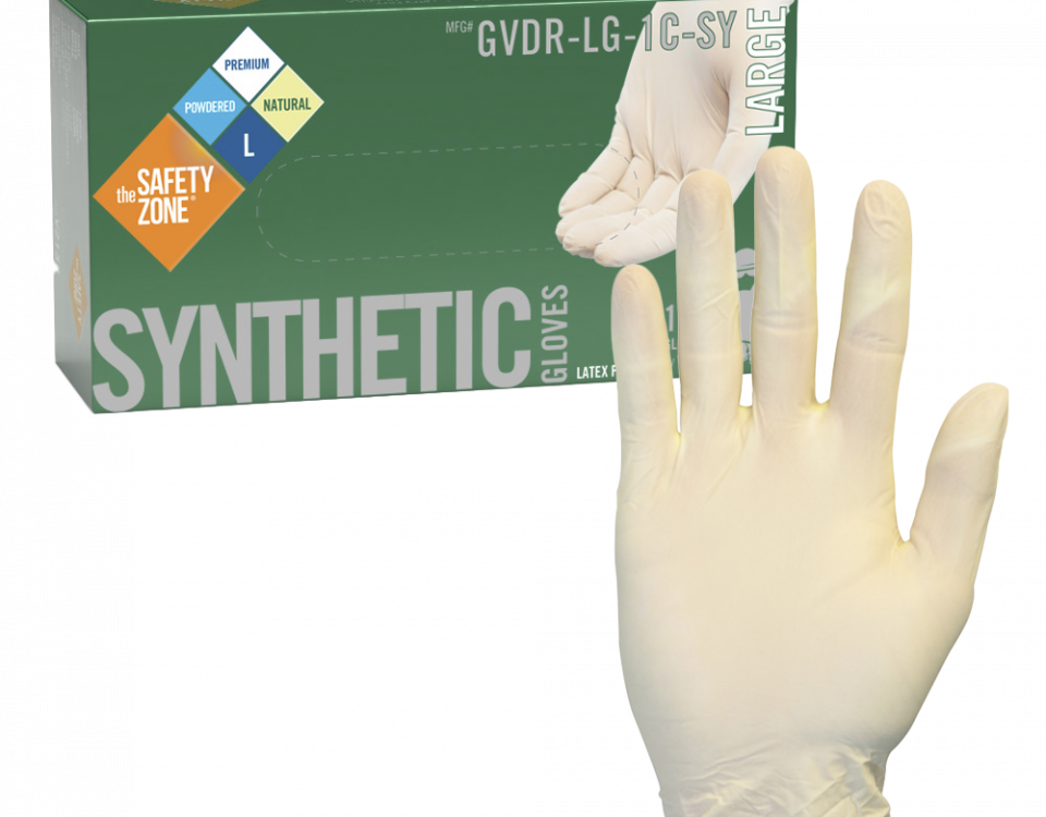 Powdered Natural Synthetic Vinyl Gloves - GVDR-LG-1C-SY - Premium Weight