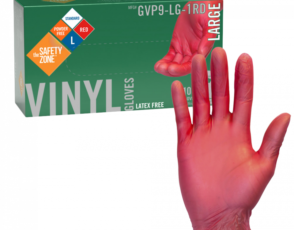 Powder Free Red Vinyl Gloves - GVP9-LG-1RD