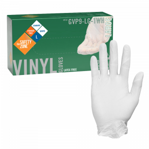 Powder Free White Vinyl Gloves - GVP9-LG-1WH