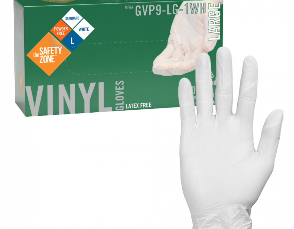 Powder Free White Vinyl Gloves - GVP9-LG-1WH