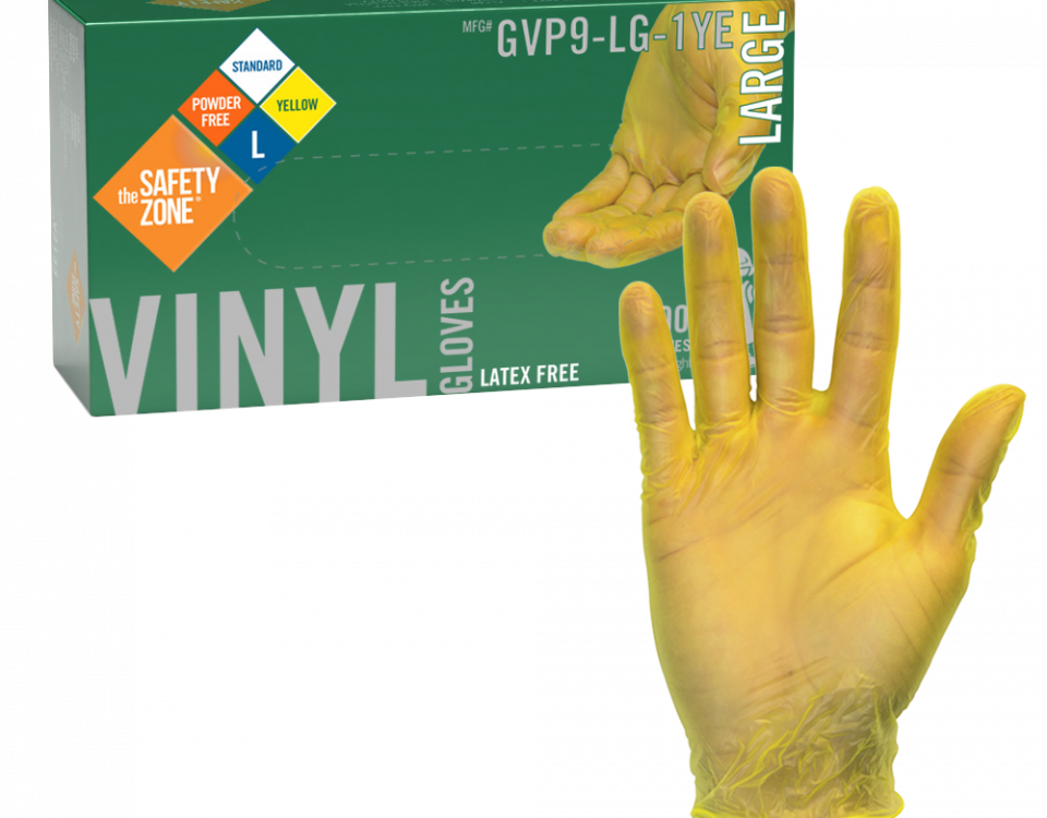 Powder Free Yellow Vinyl Gloves - GVP9-LG-1YE